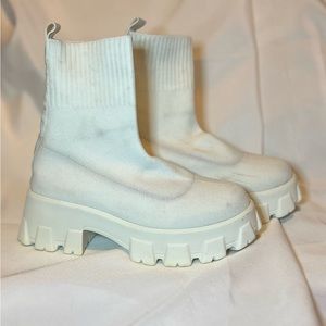 White Lug Sole Sock Boots